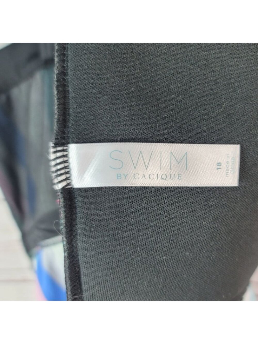 Cacique Swim No Wire Tankini Black Multicolor SZ 18 Lightly Lined Striped NEW - Picture 9 of 10